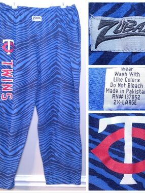 ZUBAZ Minnesota Twins VINTAGE PAJAMA LOUNGE PANTS 2XL Zebra MLB Team Vtg 90s XXL